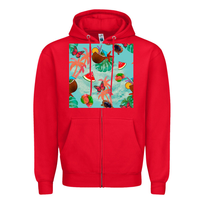 Summer Vibes Seamless Pattern Zipper Hoodie by BundleAndBundleShop | Teevron