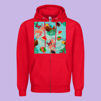 Summer Vibes Seamless Pattern Zipper Hoodie Designed By Bundleandbundleshop