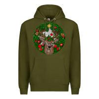Army Green deer christmas Premium Hoodie - BundleAndBundleShop
