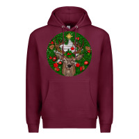 Burgundy deer christmas Premium Hoodie - BundleAndBundleShop