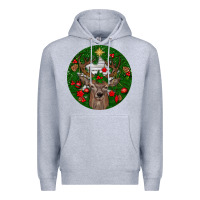 Heather Grey deer christmas Premium Hoodie - BundleAndBundleShop