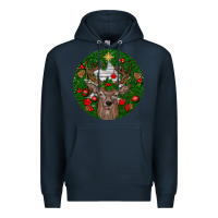Navy deer christmas Premium Hoodie - BundleAndBundleShop