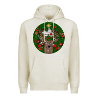 Oatmeal Heather deer christmas Premium Hoodie - BundleAndBundleShop