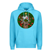 Ocean Blue deer christmas Premium Hoodie - BundleAndBundleShop