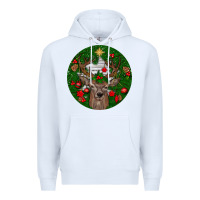 White deer christmas Premium Hoodie - BundleAndBundleShop