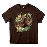 Chocolate Brown missouri horse floral background Heavy Core Tee - LillyAllenDesigns