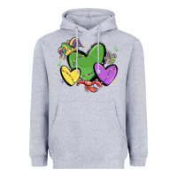 Heather Grey mardi gras hearts Heavyweight Hoodie - MaliasSmallBusiness