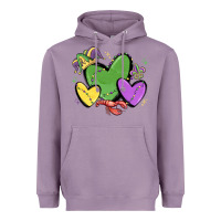 Lavender mardi gras hearts Heavyweight Hoodie - MaliasSmallBusiness
