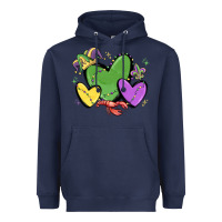 Navy mardi gras hearts Heavyweight Hoodie - MaliasSmallBusiness