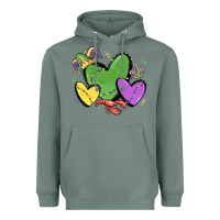 Sage mardi gras hearts Heavyweight Hoodie - MaliasSmallBusiness