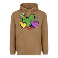 Toasted Coconut mardi gras hearts Heavyweight Hoodie - MaliasSmallBusiness