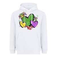 White mardi gras hearts Heavyweight Hoodie - MaliasSmallBusiness