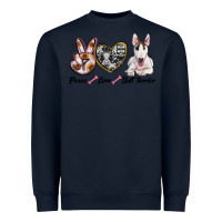 Navy peace love bull terrier Heavyweight Sweatshirt - RanaPortraitStore