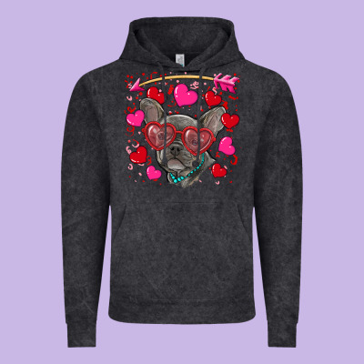Vintage Hoodie valentine's day french bulldog puppy