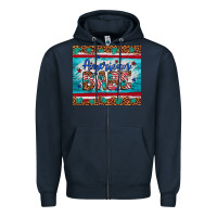 Navy American babe leopard gemstone Zipper Hoodie - Artiststas