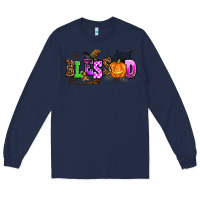 Navy halloween blessed Long Sleeve Tee - AdoDesignShop