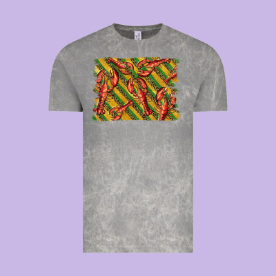 Mardi Gras Crawfish Background Vintage Tee Designed By Barkaloodesign