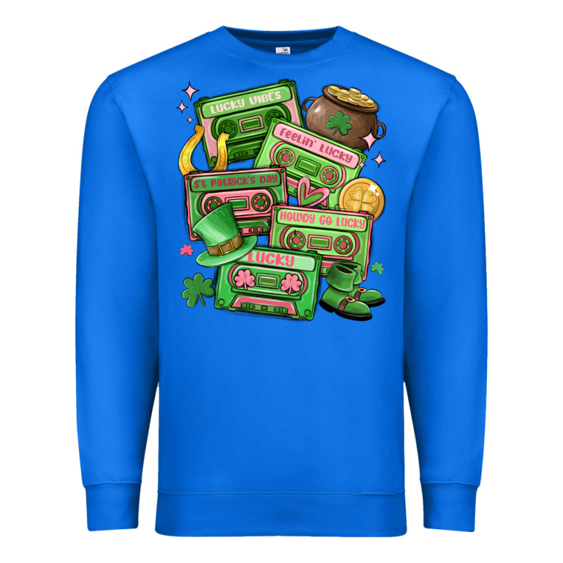 St Patrick's Day Cassette Tapes Premium Sweatshirt by MaliasSmallBusiness | Teevron