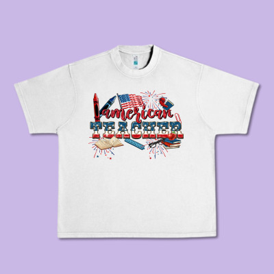 American Teacher 4th Of July Urban Heavy Tee Designed By Cowgirlartshop