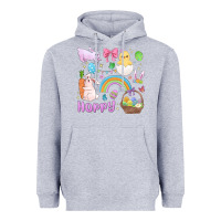 Heather Grey easter hoppy bunny Heavyweight Hoodie - MaliasSmallBusiness