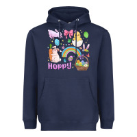 Navy easter hoppy bunny Heavyweight Hoodie - MaliasSmallBusiness