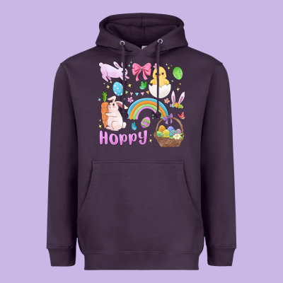 Easter Hoppy Bunny Heavyweight Hoodie Designed By Maliassmallbusiness