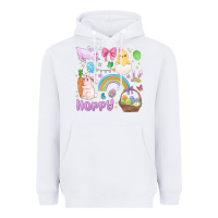 White easter hoppy bunny Heavyweight Hoodie - MaliasSmallBusiness