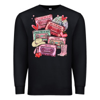Black valentines day cassette tapes Premium Sweatshirt - MaliasSmallBusiness