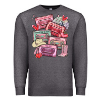 Charcoal Heather valentines day cassette tapes Premium Sweatshirt - MaliasSmallBusiness