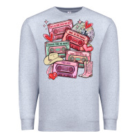 Heather Grey valentines day cassette tapes Premium Sweatshirt - MaliasSmallBusiness