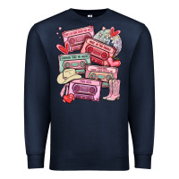 Navy valentines day cassette tapes Premium Sweatshirt - MaliasSmallBusiness