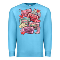 Ocean Blue valentines day cassette tapes Premium Sweatshirt - MaliasSmallBusiness