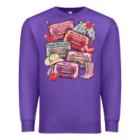 Purple valentines day cassette tapes Premium Sweatshirt - MaliasSmallBusiness