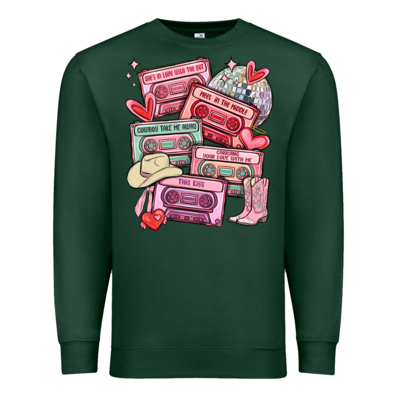 Valentines Day Cassette Tapes Premium Sweatshirt by MaliasSmallBusiness | Teevron