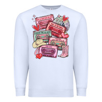 White valentines day cassette tapes Premium Sweatshirt - MaliasSmallBusiness
