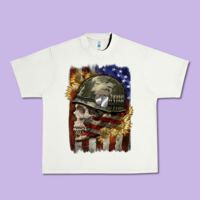 Army Skull 4th Of July Urban Heavy Tee Designed By Cowgirlartshop