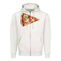 Oatmeal Heather pizza slice Zipper Hoodie - AdoDesignShop