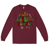 Burgundy feliz navidad Long Sleeve Tee - JahusDesignShop
