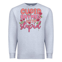 Heather Grey cupid rhymes with stupid Premium Sweatshirt - MaliasSmallBusiness