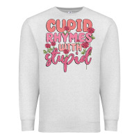 Oatmeal Heather cupid rhymes with stupid Premium Sweatshirt - MaliasSmallBusiness