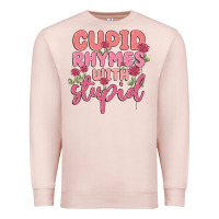 Pale Pink cupid rhymes with stupid Premium Sweatshirt - MaliasSmallBusiness