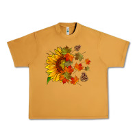 Peanut Butter sunflower and autumn leaves Urban Heavy Tee - HRA Design Shop