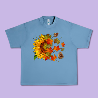 Sunflower And Autumn Leaves Urban Heavy Tee Designed By Hra Design Shop