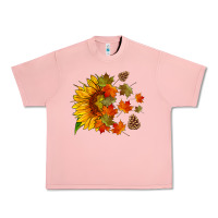 Salmon sunflower and autumn leaves Urban Heavy Tee - HRA Design Shop
