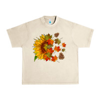 Sandshell sunflower and autumn leaves Urban Heavy Tee - HRA Design Shop