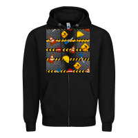 Black construction signs seamless pattern Zipper Hoodie - BundleAndBundleShop