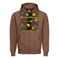 Chestnut construction signs seamless pattern Zipper Hoodie - BundleAndBundleShop