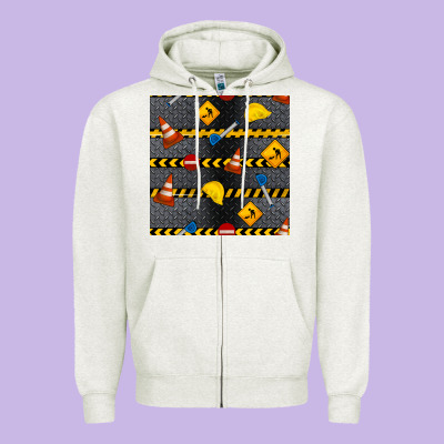 Construction Signs Seamless Pattern Zipper Hoodie Designed By Bundleandbundleshop
