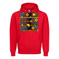 Red construction signs seamless pattern Zipper Hoodie - BundleAndBundleShop