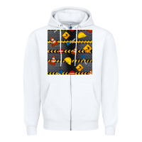 White construction signs seamless pattern Zipper Hoodie - BundleAndBundleShop